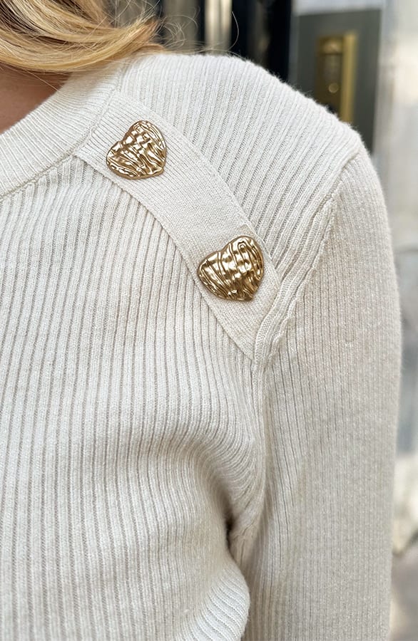 Longsleeve Trui Hartjes Knopen Sunn Beige – shirts & tops — foto 4