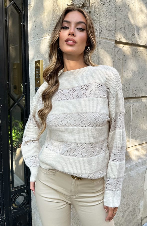 Lurex Trui Oversized Ecru Goud – truien — foto 3