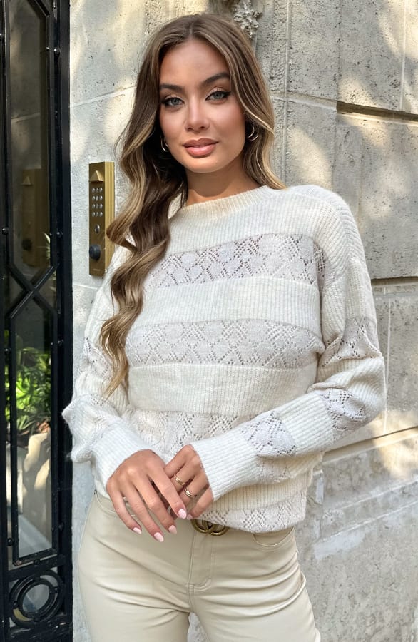 Lurex Trui Oversized Ecru Goud – truien — foto 2