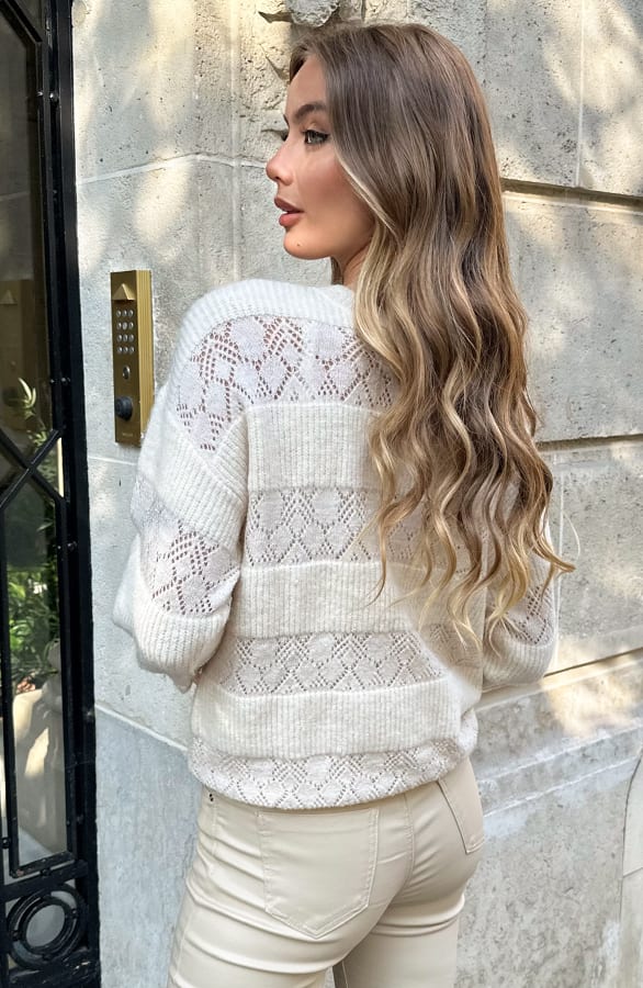 Lurex Trui Oversized Ecru Goud – truien — foto 4