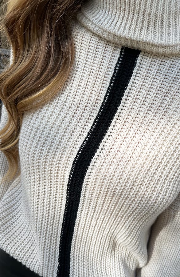 Oversized Stripe Coltrui Beige Zwart – truien — foto 4