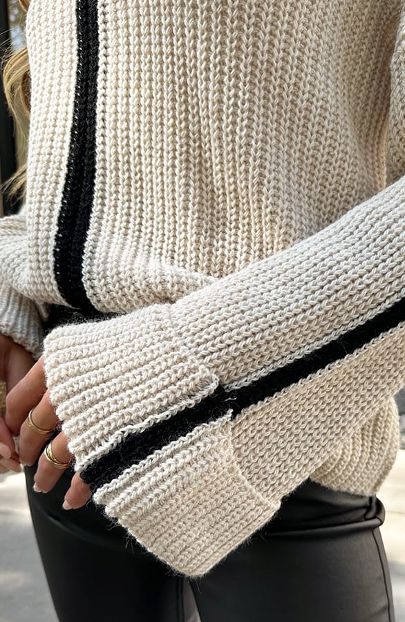 Oversized Stripe Coltrui Beige Zwart – truien — foto 6