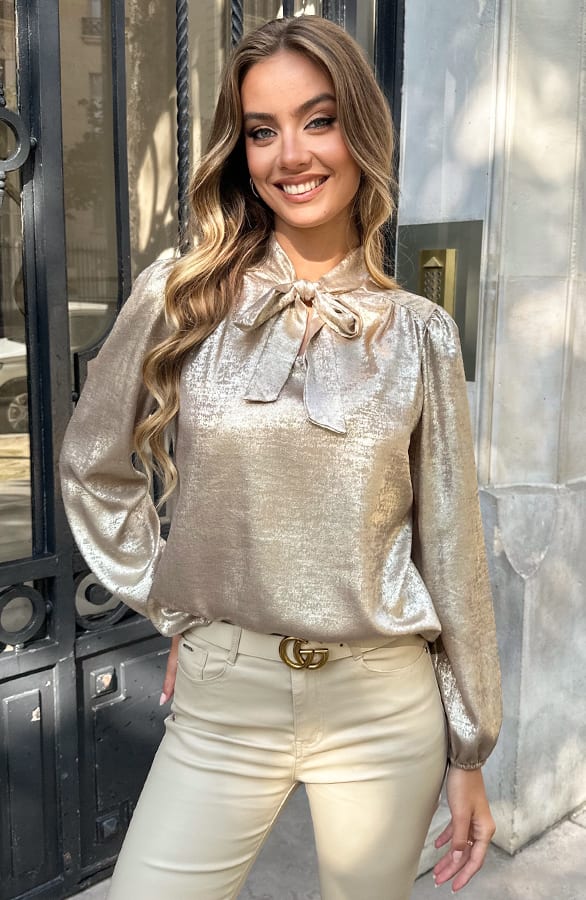 Strik Blouse Metallic Gold – kleding