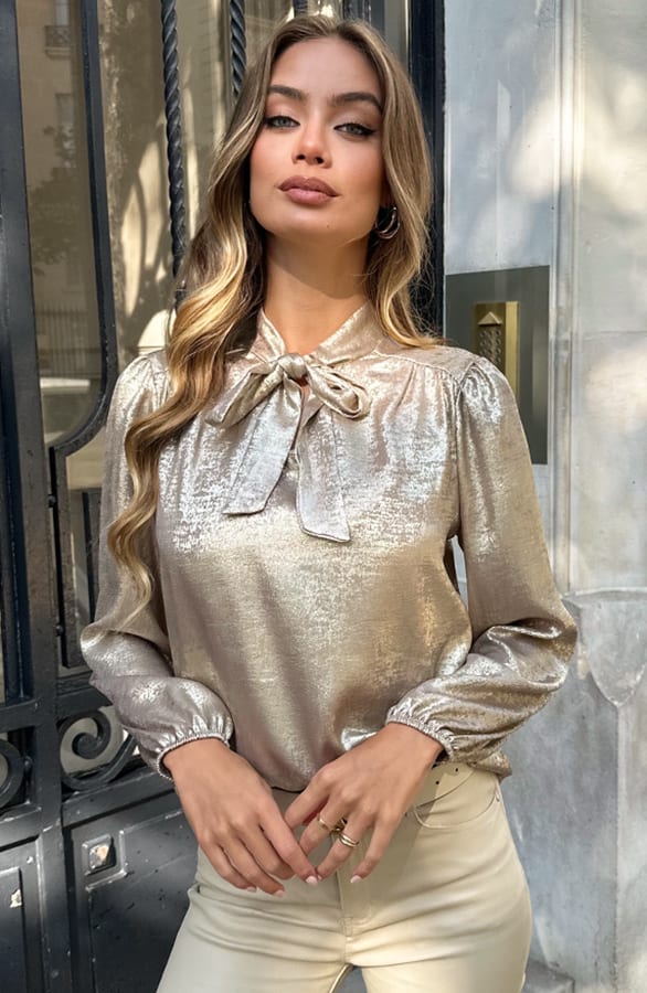 Strik Blouse Metallic Gold – kleding — foto 5