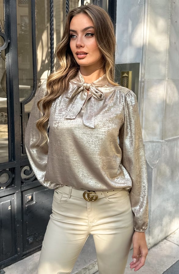 Strik Blouse Metallic Gold – kleding — foto 6