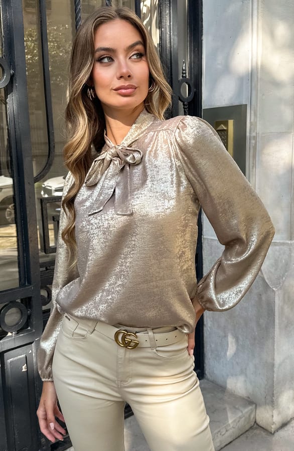 Strik Blouse Metallic Gold – kleding — foto 2