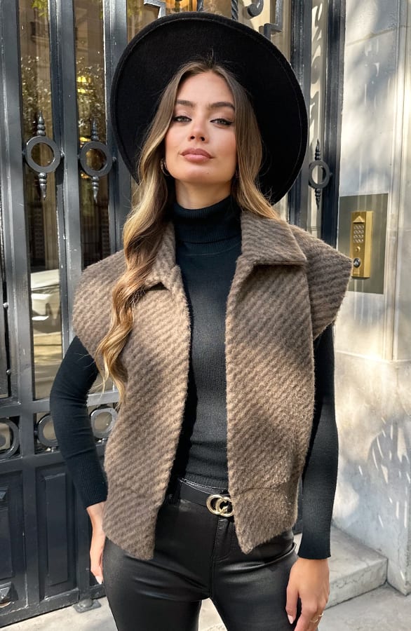 Stripe Gilet Samara Camel Zwart – vesten — foto 6