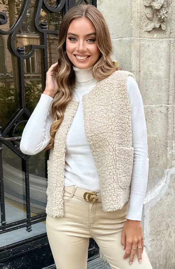 Teddy Gilet Tara Light Beige – vesten — foto 5