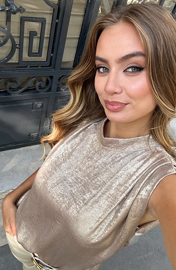 Top Met Plooien Lilly Metallic Gold – shirts & tops — foto 7