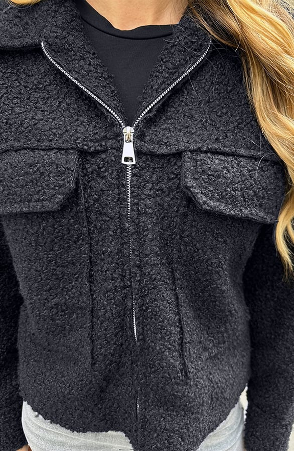 Teddy Bomber Jacket Met Rits Eden Zwart – jassen — foto 6