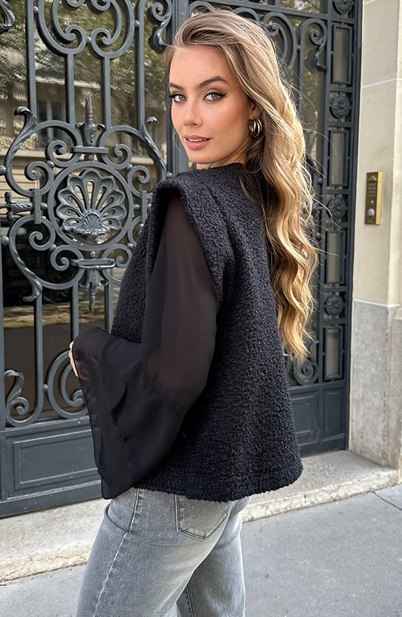 Teddy Gilet Met Zakken Zwart – gilets — foto 3