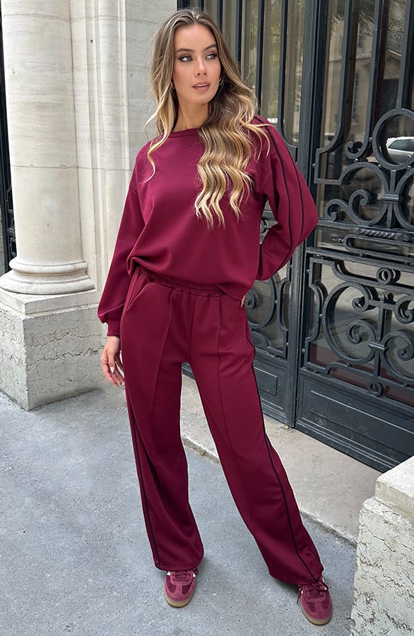 Bies Wide Leg Pants Burgundy – broeken — foto 6