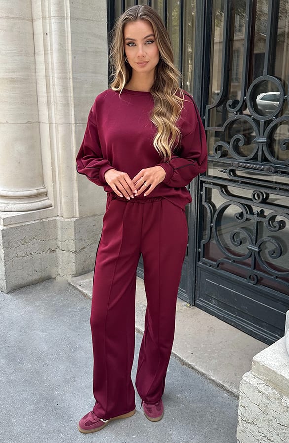 Bies Wide Leg Pants Burgundy – broeken — foto 9