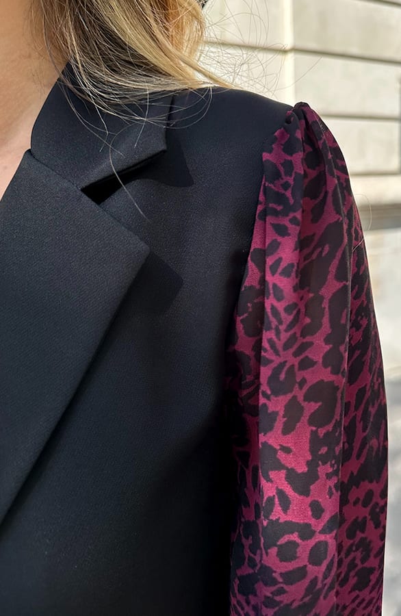 Blazer Panterprint Mouwen Olivia Burgundy – blazers — foto 6