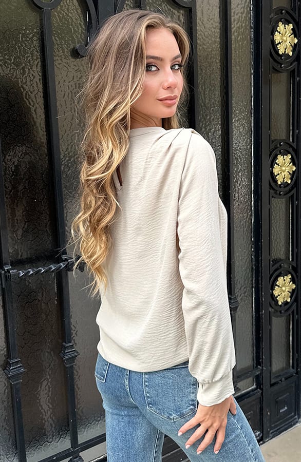 Blouse Met Plooien Lilly Beige – shirts & tops — foto 4