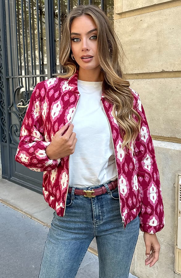Boho Bomber Jacket Burgundy – shoparchief