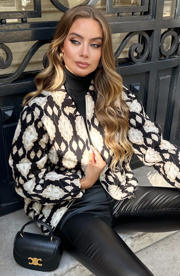 Boho Bomber Jacket Print Zwart – shoparchief — foto 4