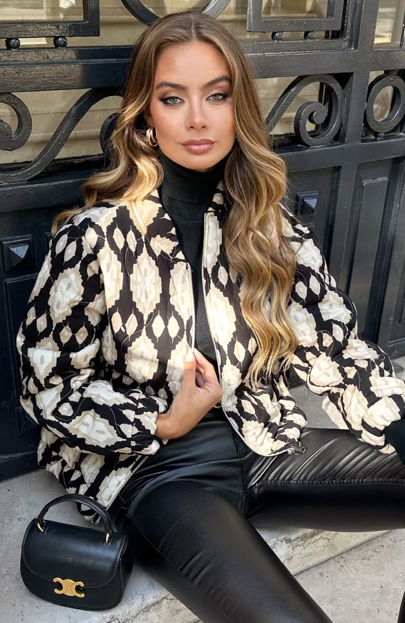 Boho Bomber Jacket Print Zwart – shoparchief — foto 10