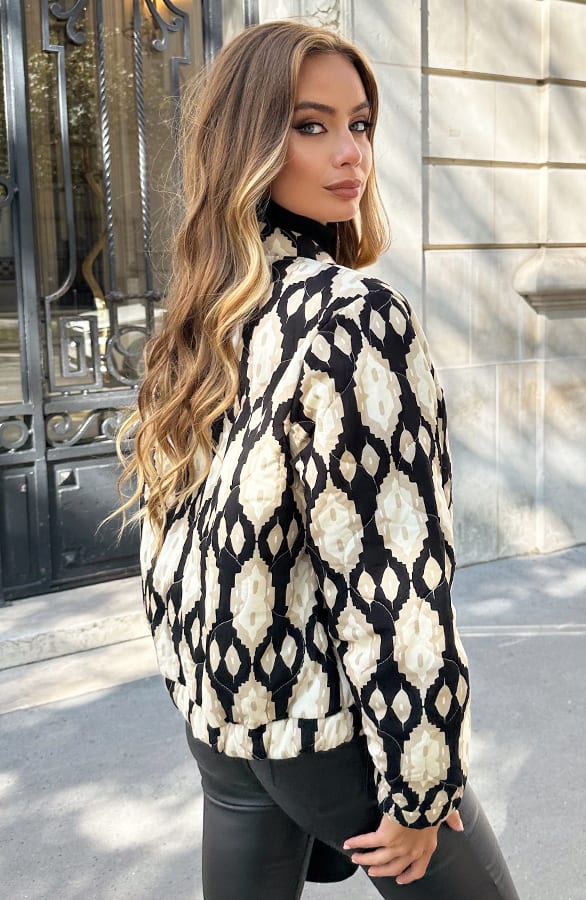 Boho Bomber Jacket Print Zwart – shoparchief — foto 3