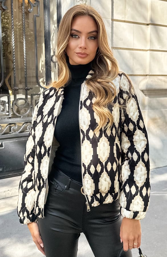 Boho Bomber Jacket Print Zwart – shoparchief — foto 2