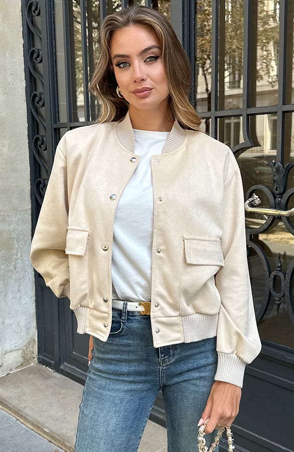 Bomberjacket Suede Danita Beige – jassen — foto 5