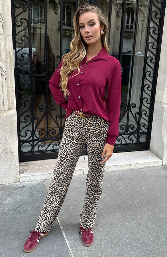 Casual Knopen Blouse Burgundy – kleding — foto 9