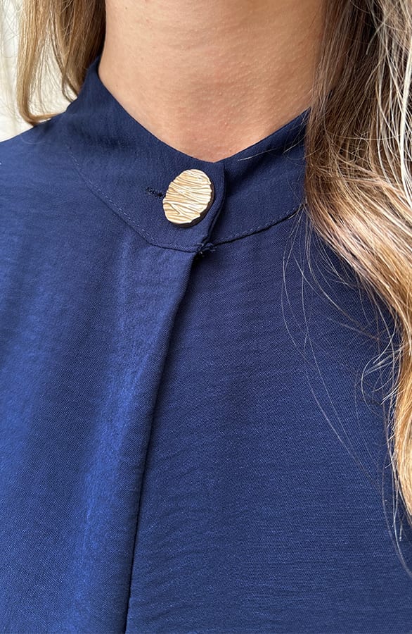 Detailed Button Blouse Navy – shoparchief — foto 8