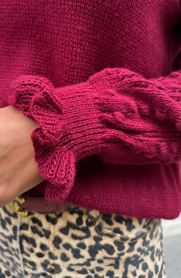 Detailed Sleeve Sweater Sari Burgundy – truien — foto 5