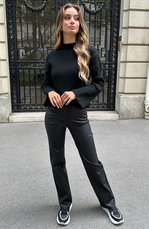 Elle Coating Jeans Wide Leg Black – flared broeken — foto 2