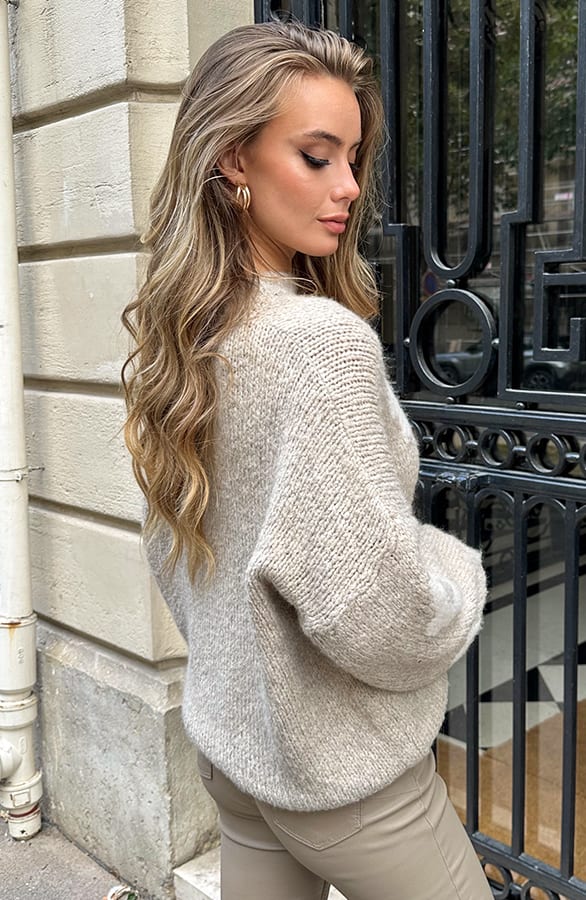 Flower Sweater Soft Gina Beige – truien — foto 4