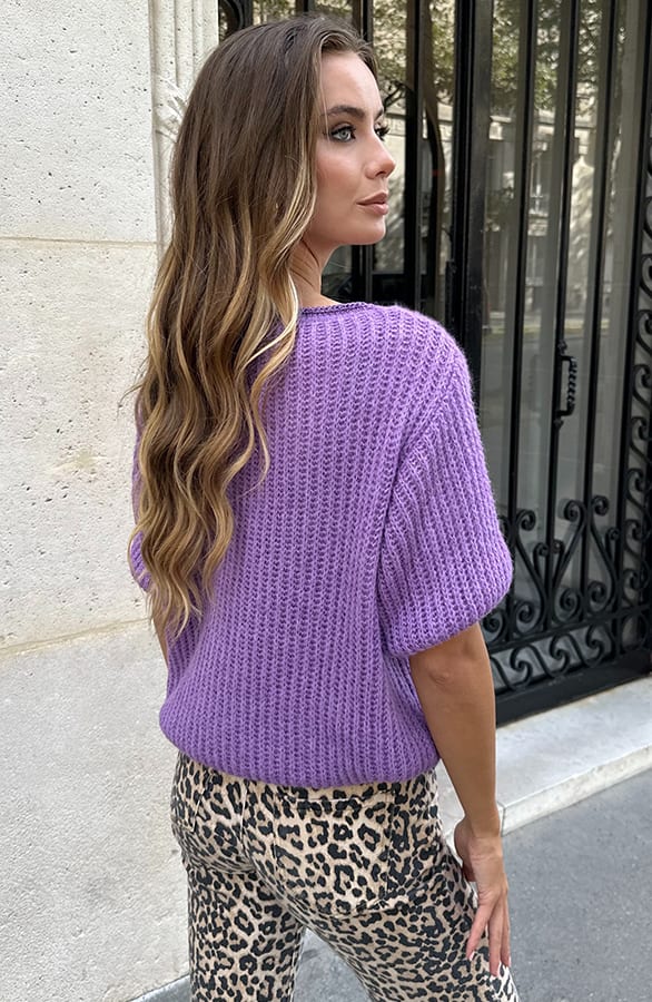 Knitted Lurex Short Sleeve Trui Indy Lila – truien — foto 4