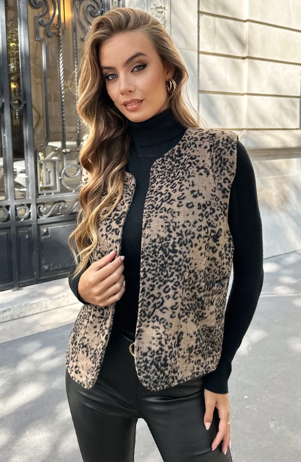 Leopard Gilet Samara Camel – vesten