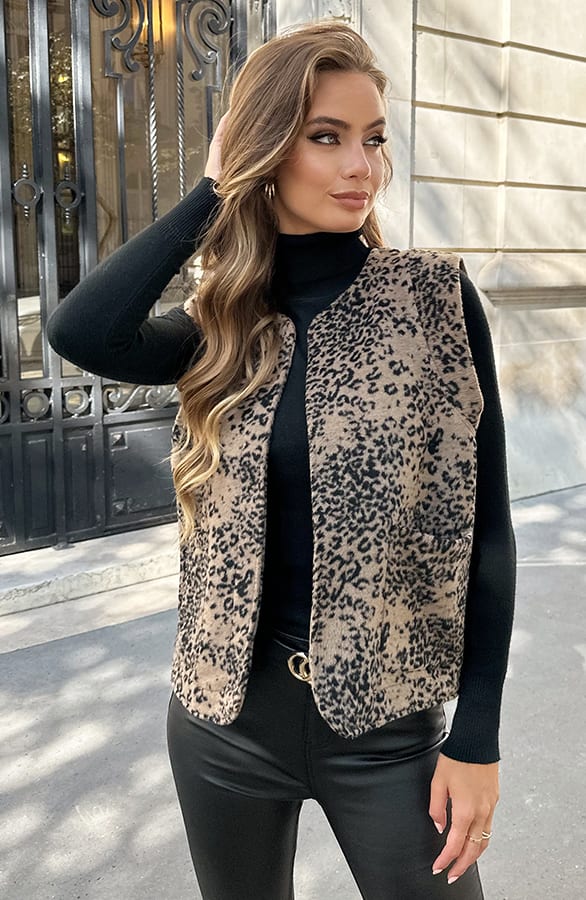 Leopard Gilet Samara Camel – vesten — foto 5