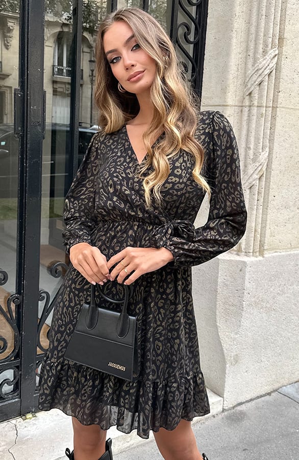 Elegant Dress Ellie Leopard Gold