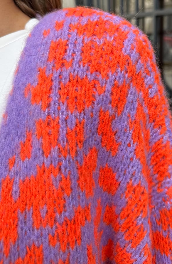 Leopard Print Cardigan Lila Oranje – shoparchief — foto 7