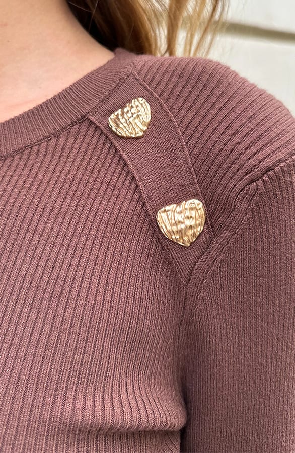 Longsleeve Trui Hartjes Knopen Sunn Choco – shoparchief — foto 4