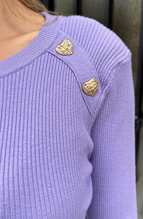 Longsleeve Trui Hartjes Knopen Sunn Lila – shirts & tops — foto 4