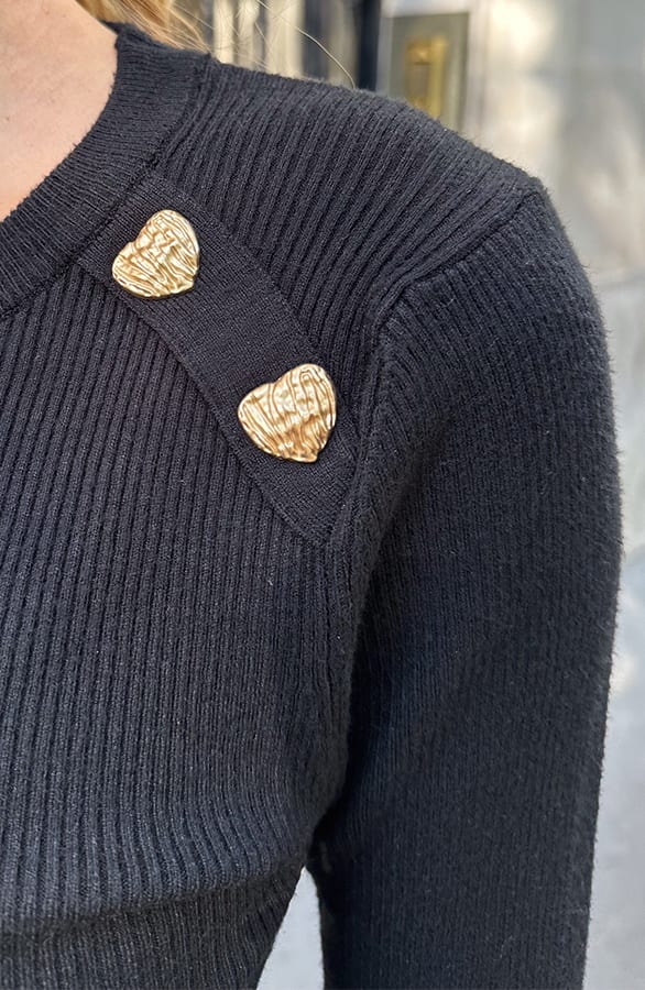 Longsleeve Trui Hartjes Knopen Sunn Zwart – shirts & tops — foto 4