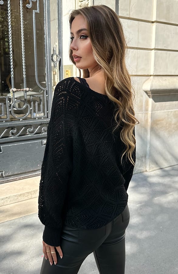 Lurex Patronen Top Lily Zwart – shirts & tops — foto 4