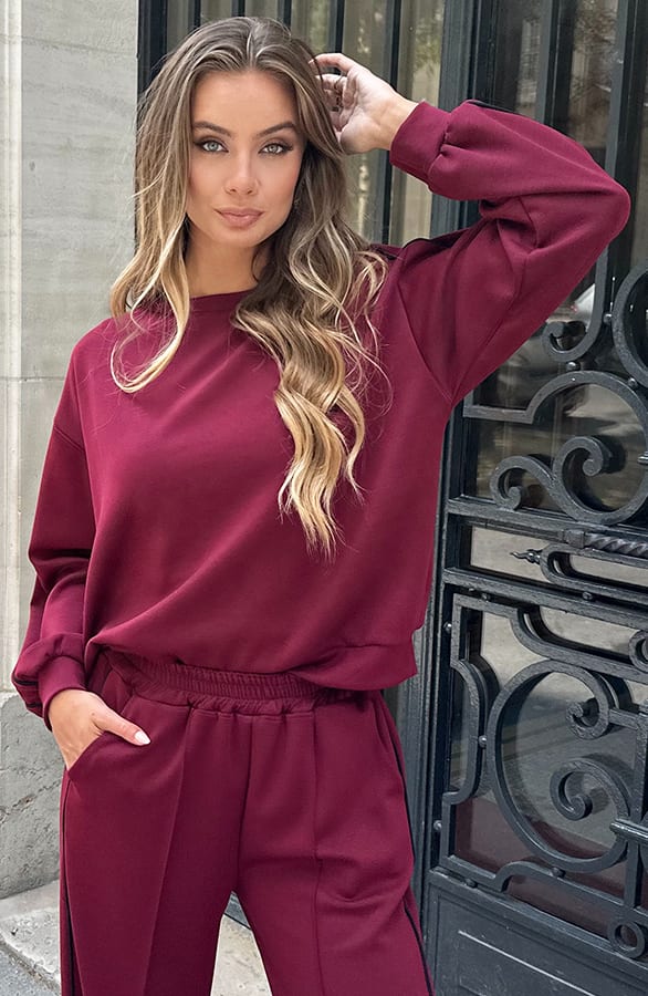 Oversized Bies Sweater Burgundy – truien — foto 4