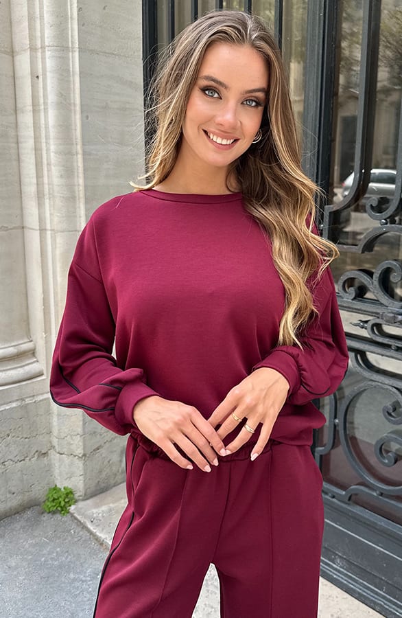 Oversized Bies Sweater Burgundy – truien — foto 2