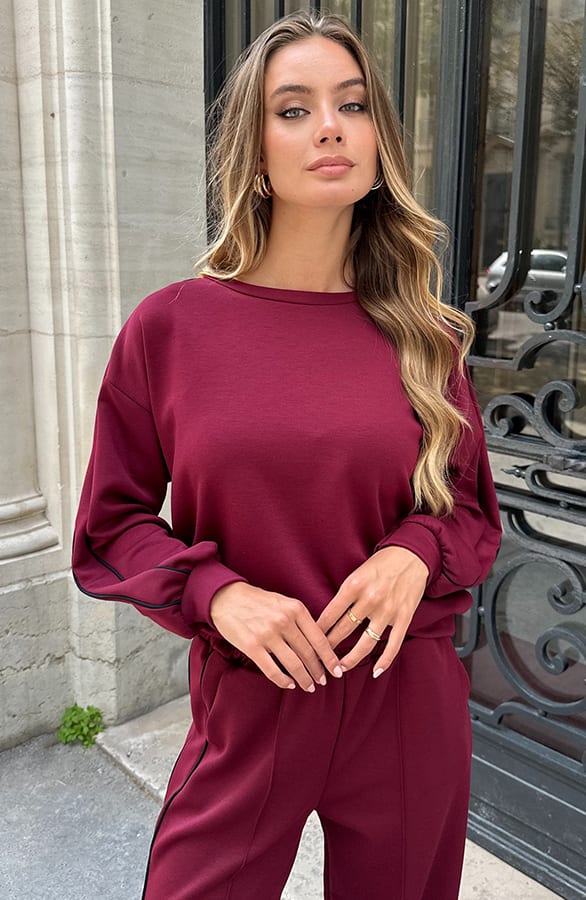 Oversized Bies Sweater Burgundy – truien — foto 7