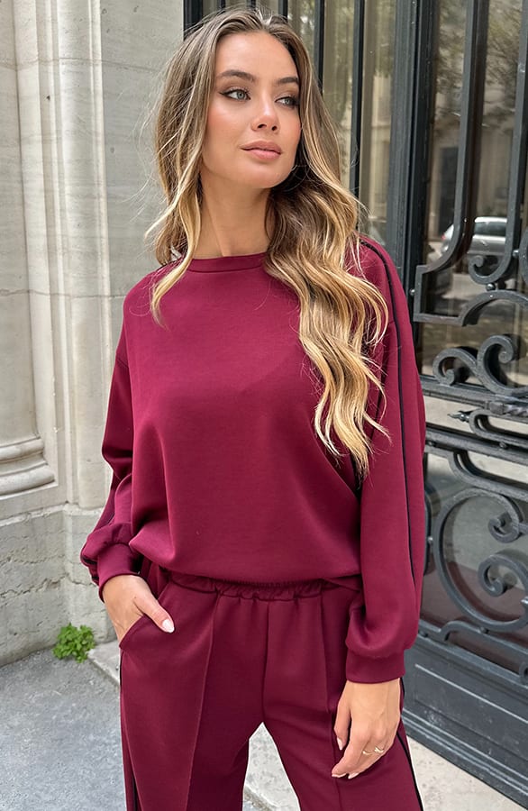Oversized Bies Sweater Burgundy – truien — foto 6