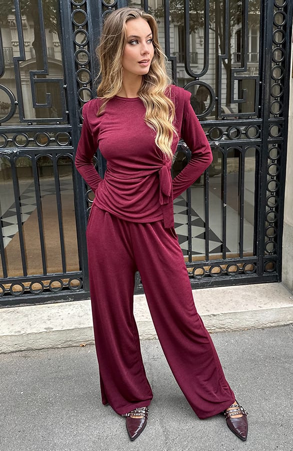 Padded Shoulder Top Burgundy – shirts & tops — foto 9