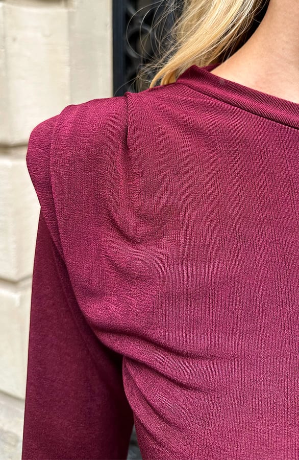 Padded Shoulder Top Burgundy – shirts & tops — foto 8