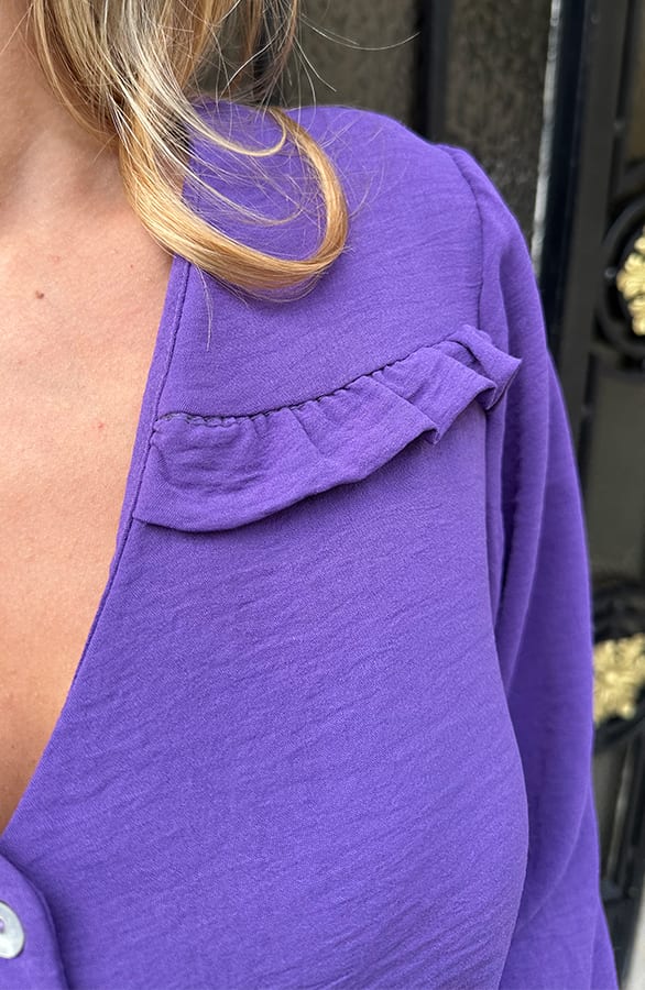 Pofmouwen Blouse Met Ruffle Demi Dark Purple – kleding — foto 6