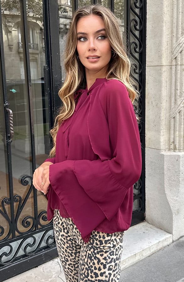 Ruffle Elegance Blouse Burgundy – kleding — foto 4