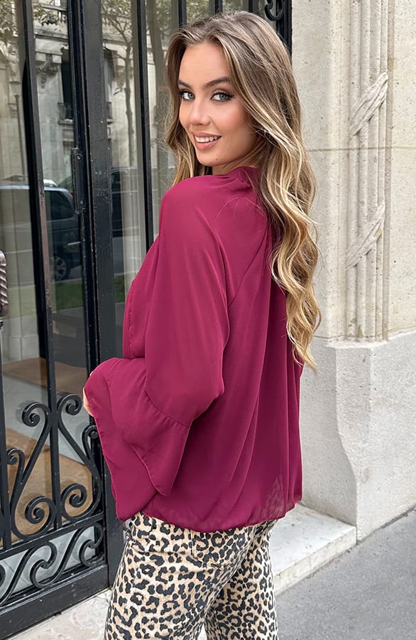Ruffle Elegance Blouse Burgundy – kleding — foto 7