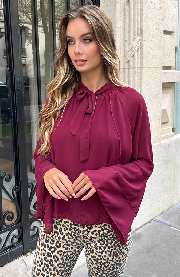 Ruffle Elegance Blouse Burgundy – kleding — foto 6