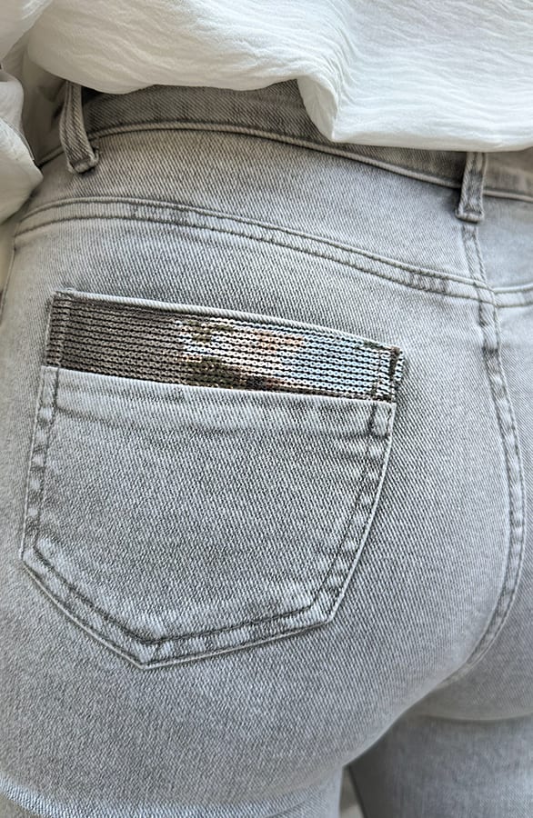 Skinny Jeans Glitter Denim Grijs — foto 4